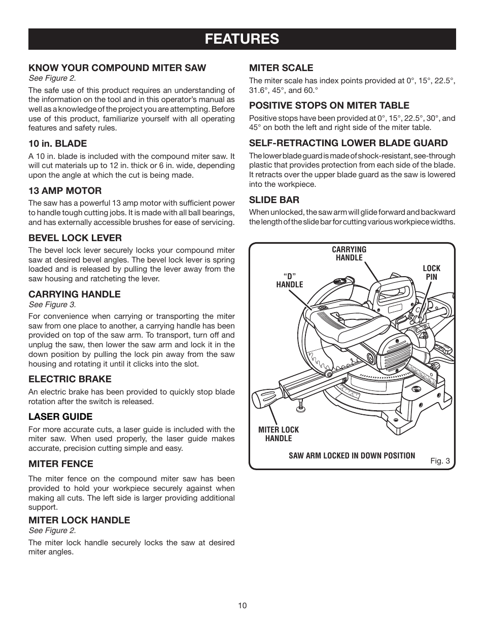 Features | Ryobi TSS101L User Manual | Page 10 / 34