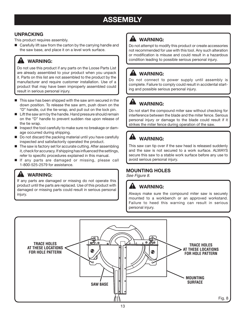 Assembly | Ryobi TSS101L User Manual | Page 13 / 34