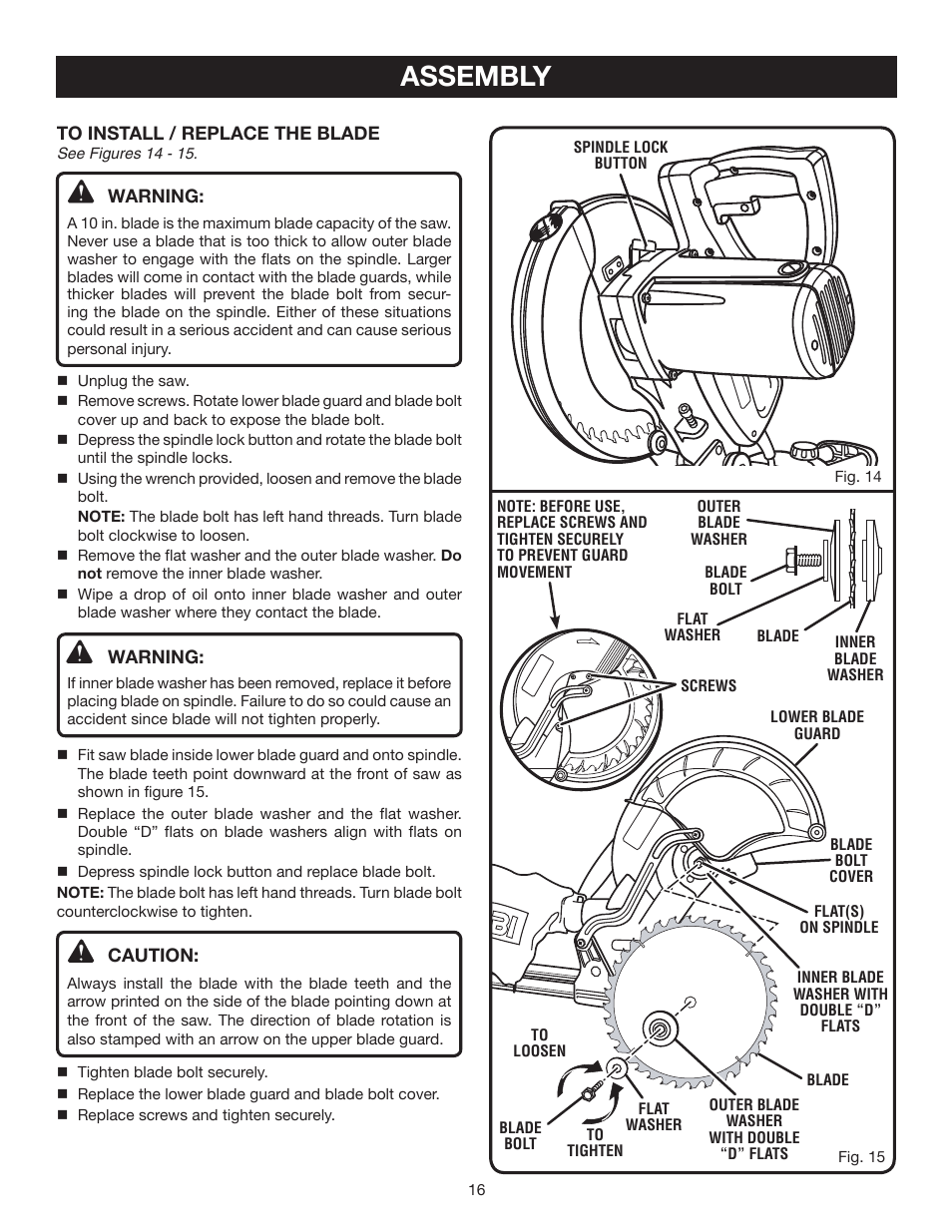 Assembly | Ryobi TSS101L User Manual | Page 16 / 34