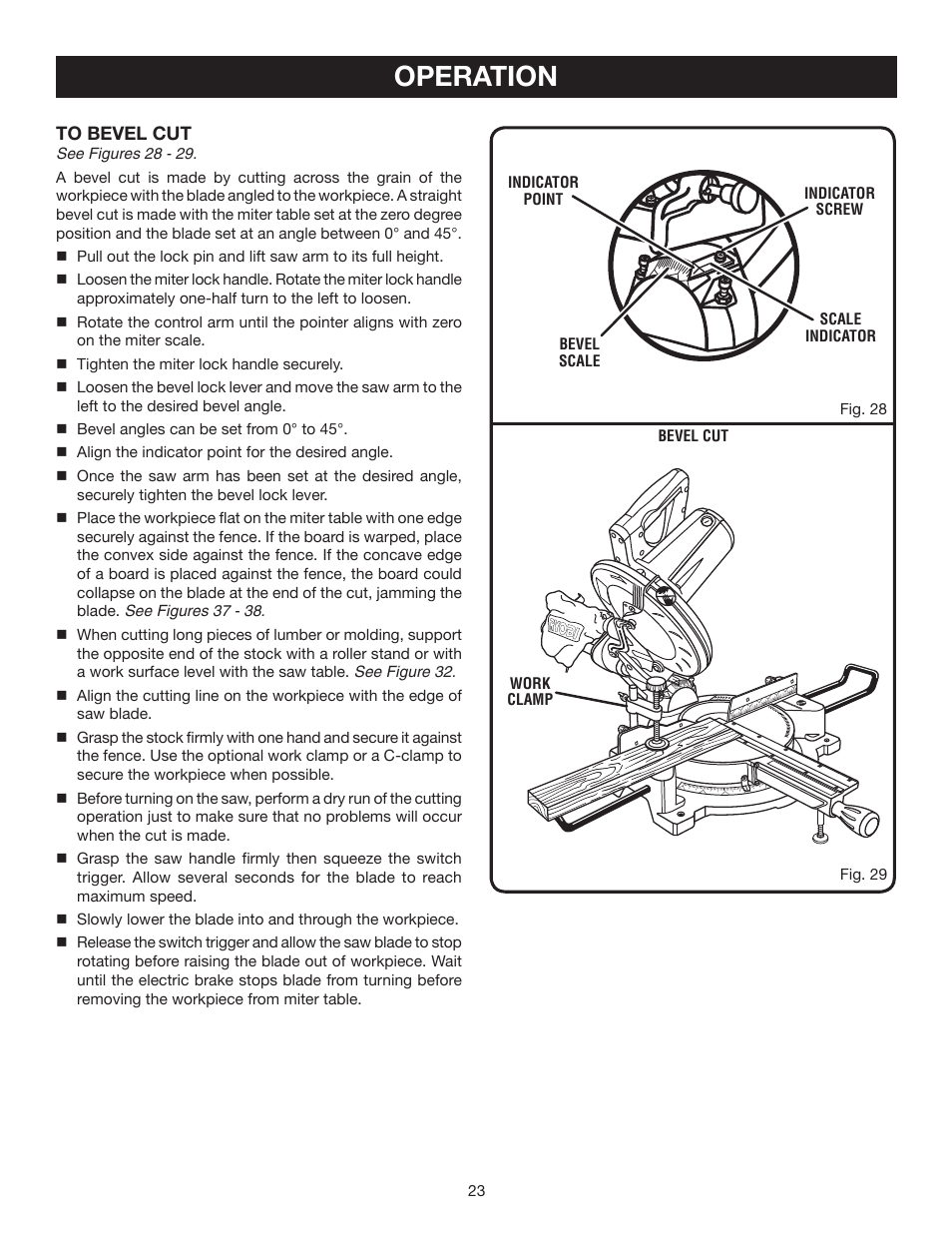 Operation | Ryobi TSS101L User Manual | Page 23 / 34