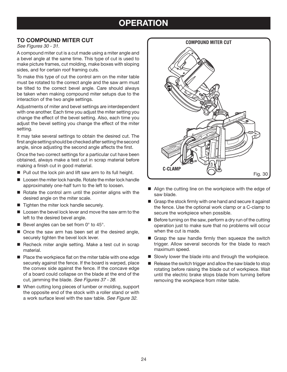 Operation | Ryobi TSS101L User Manual | Page 24 / 34