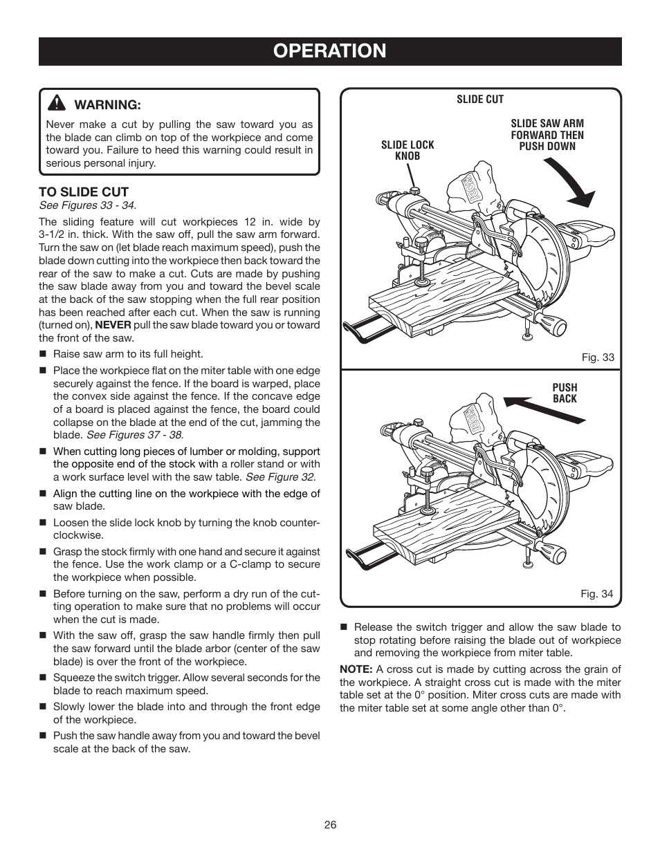 Operation | Ryobi TSS101L User Manual | Page 26 / 34