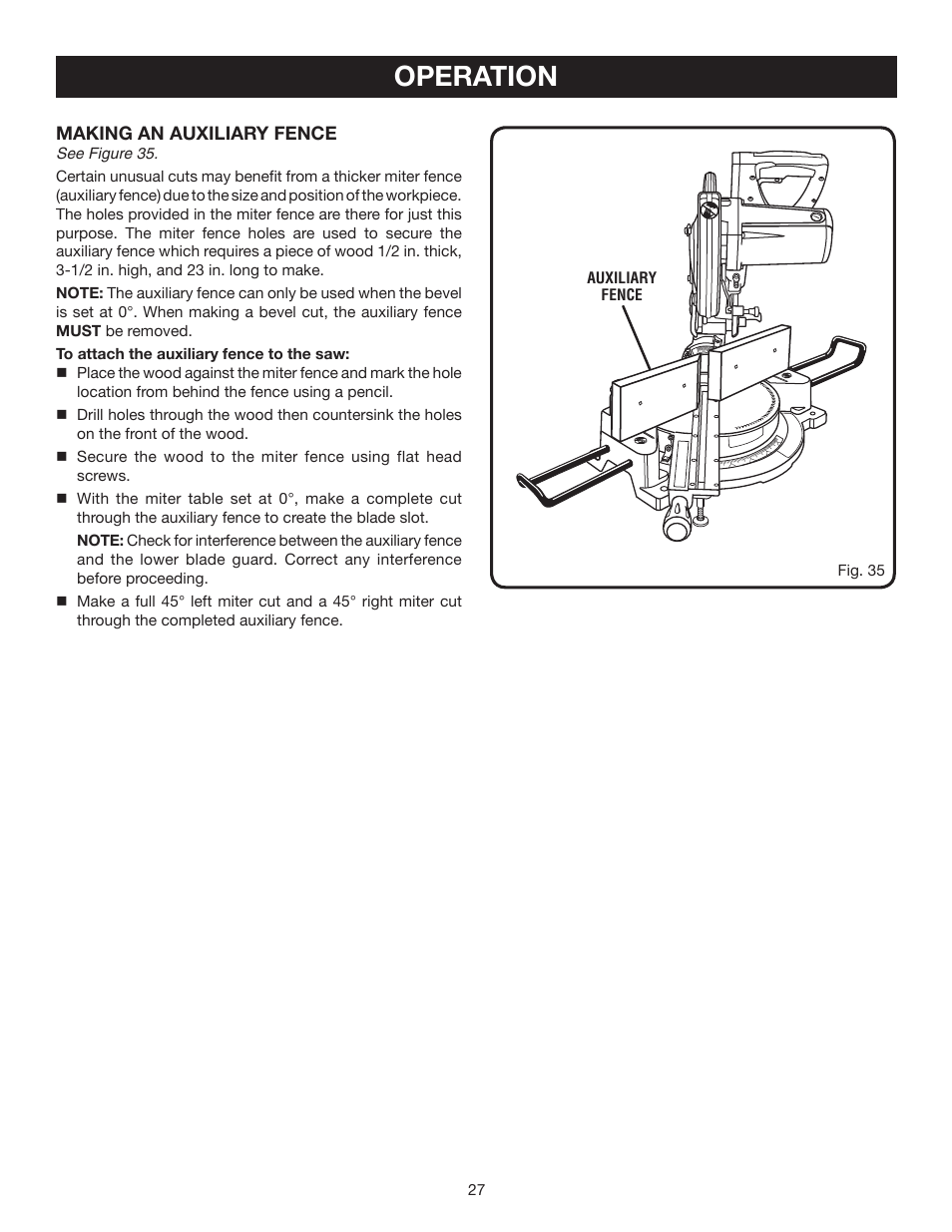 Operation | Ryobi TSS101L User Manual | Page 27 / 34