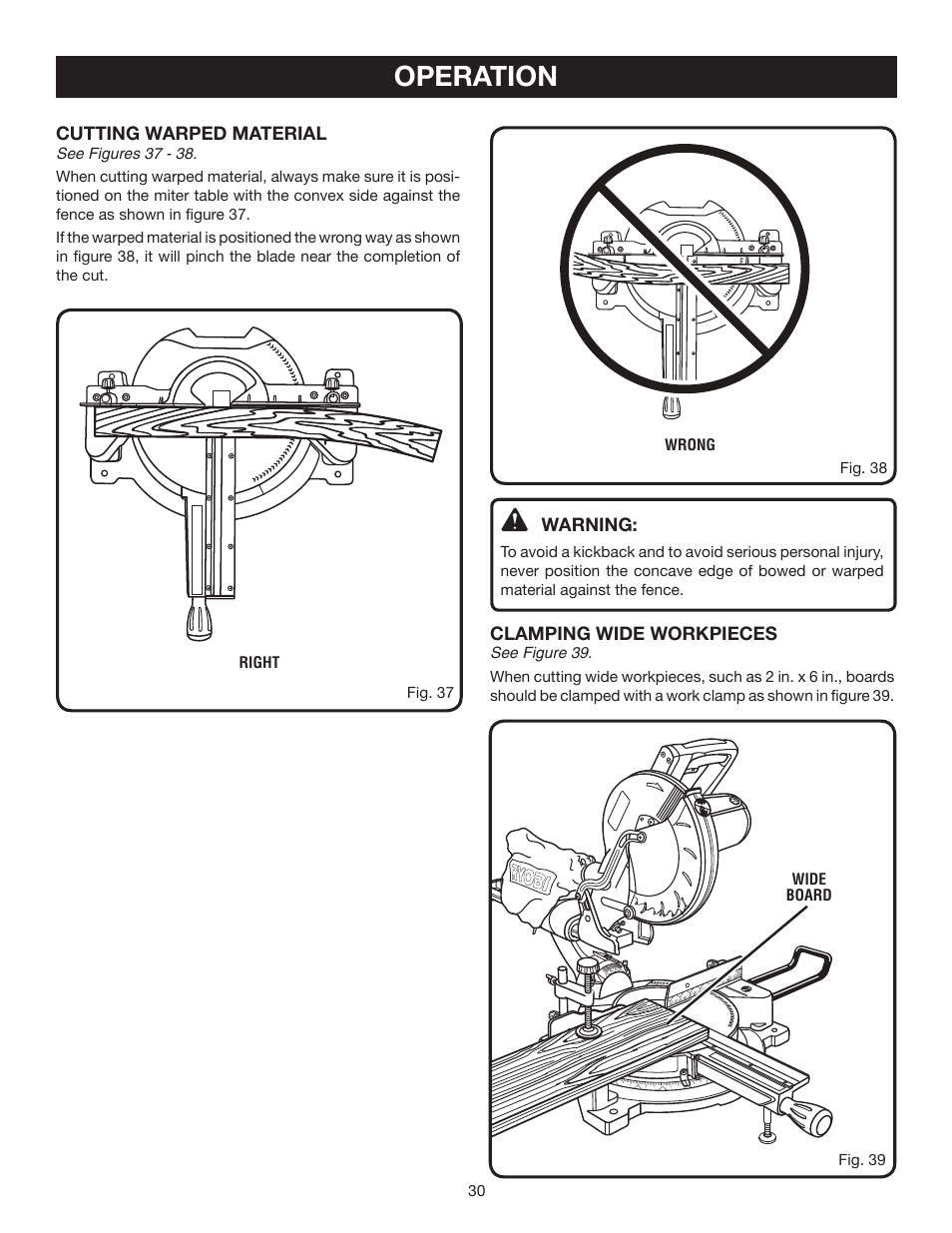 Operation | Ryobi TSS101L User Manual | Page 30 / 34