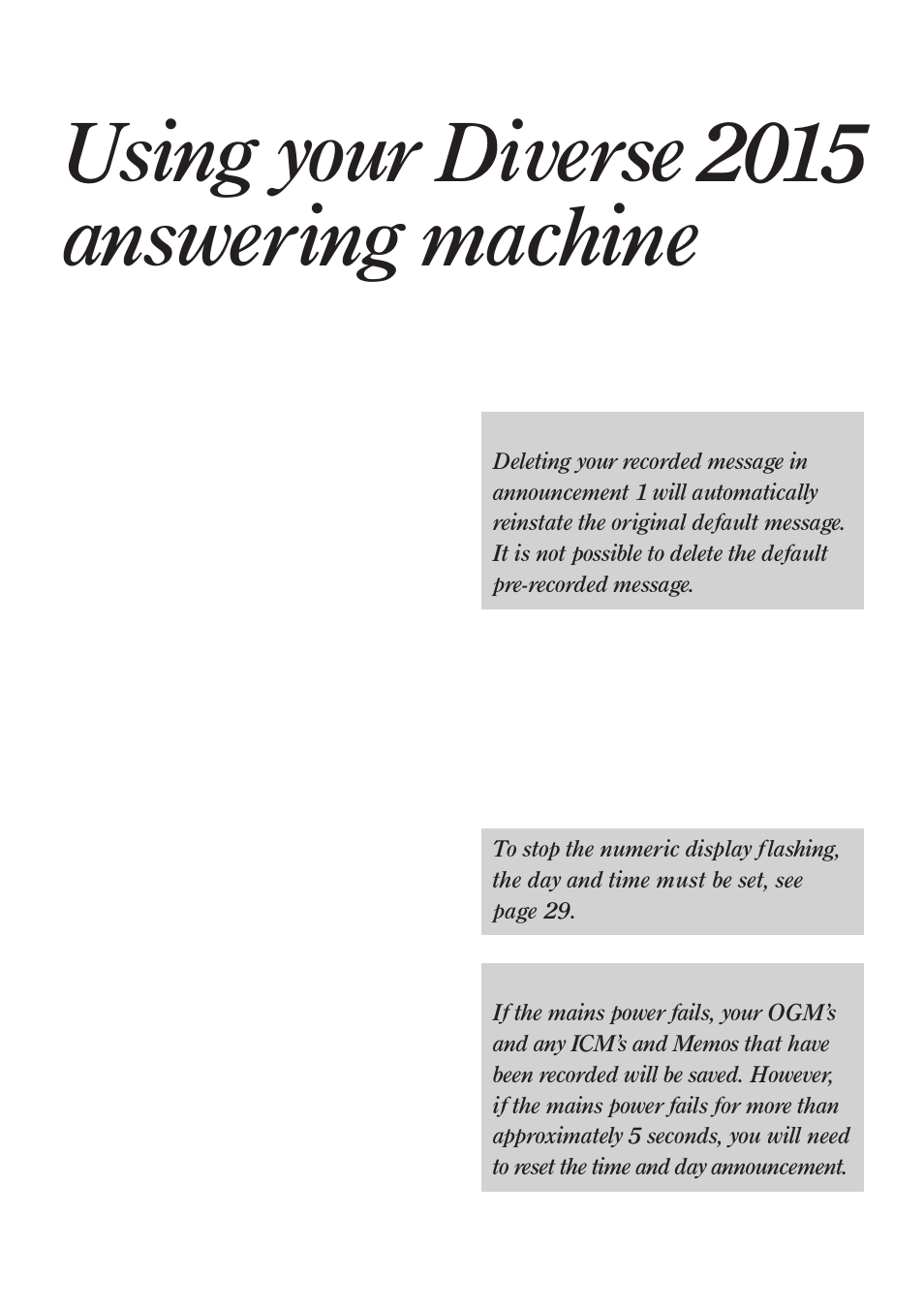 Using your diverse 2015 answering machine | BT Quartet Diverse 2015 User Manual | Page 28 / 70