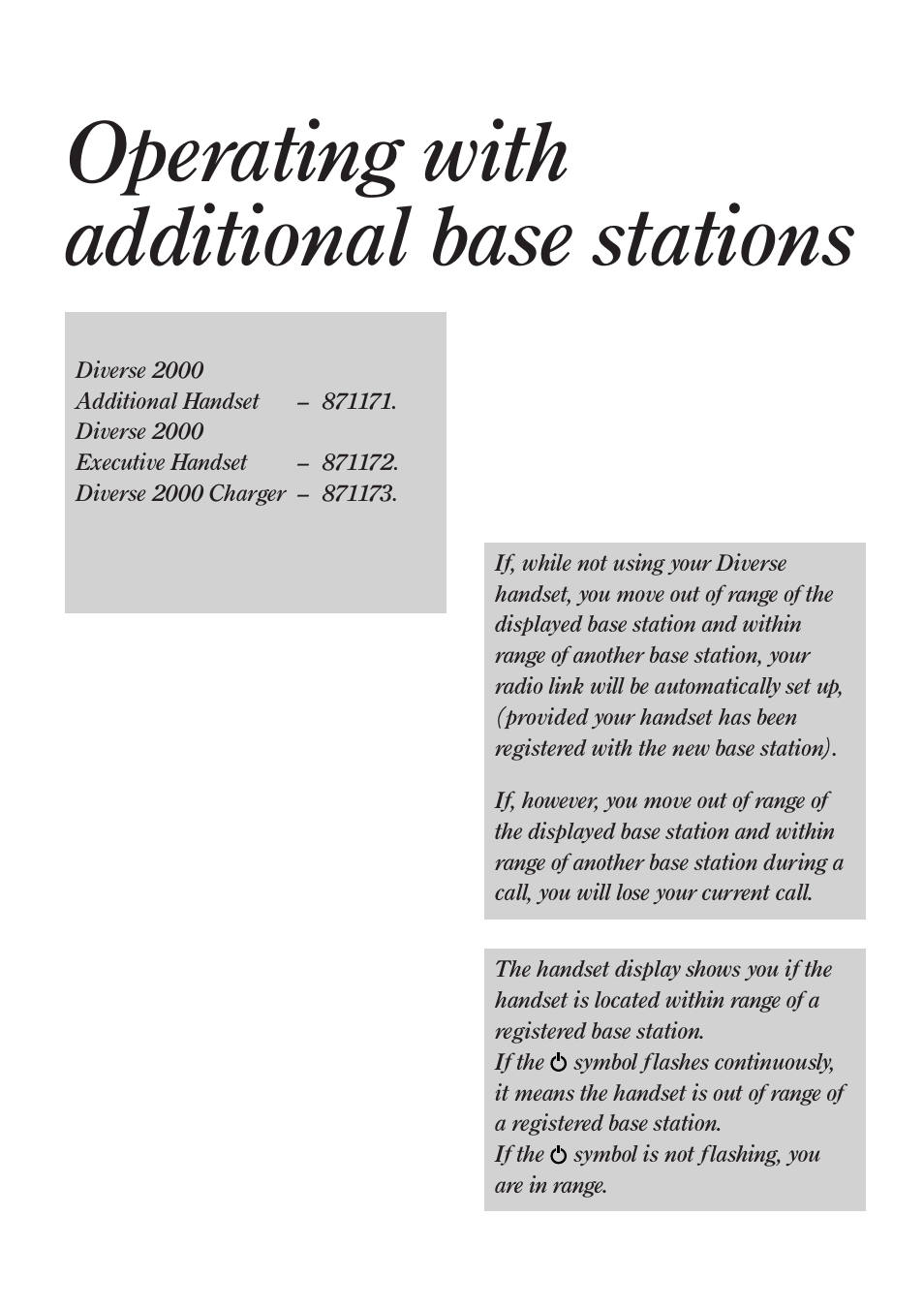 Operating with additional base stations | BT Quartet Diverse 2015 User Manual | Page 57 / 70