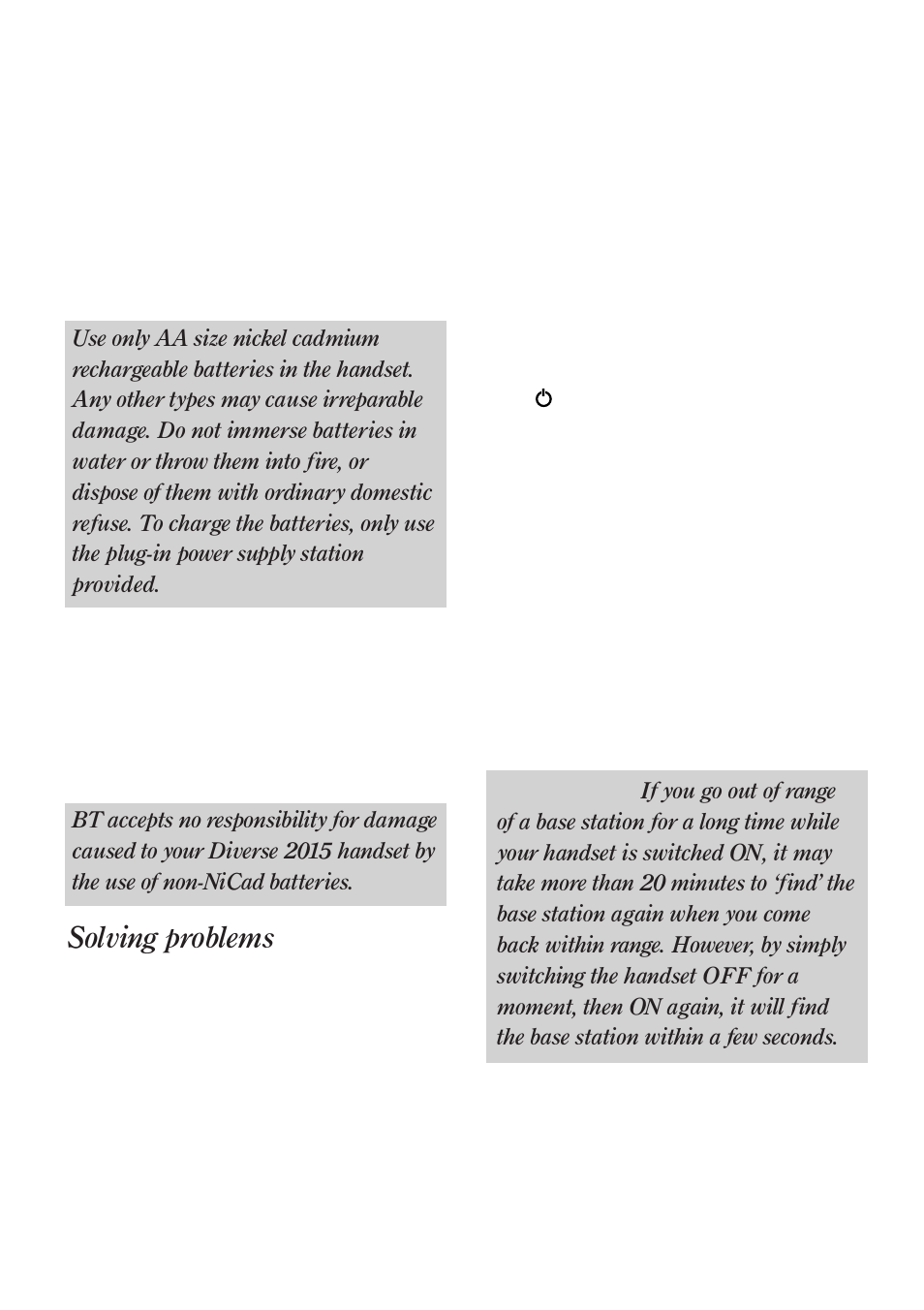 Solving problems | BT Quartet Diverse 2015 User Manual | Page 63 / 70