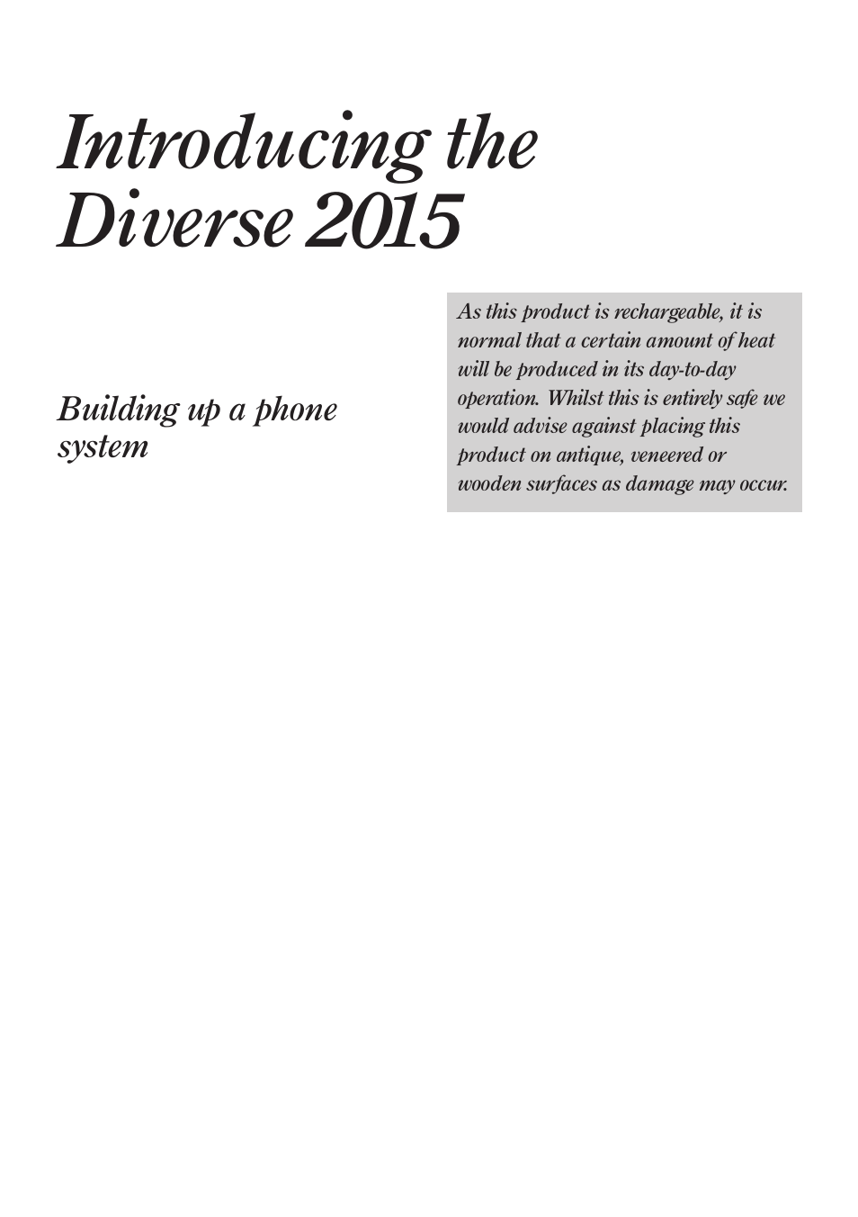 Introducing the diverse 2015 | BT Quartet Diverse 2015 User Manual | Page 8 / 70