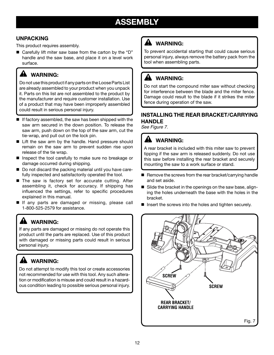 Assembly | Ryobi P551 User Manual | Page 12 / 32
