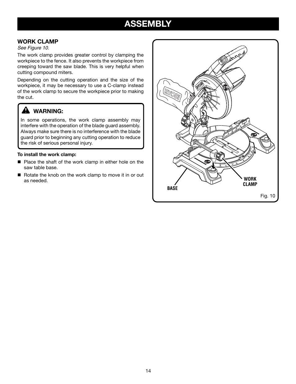 Assembly | Ryobi P551 User Manual | Page 14 / 32