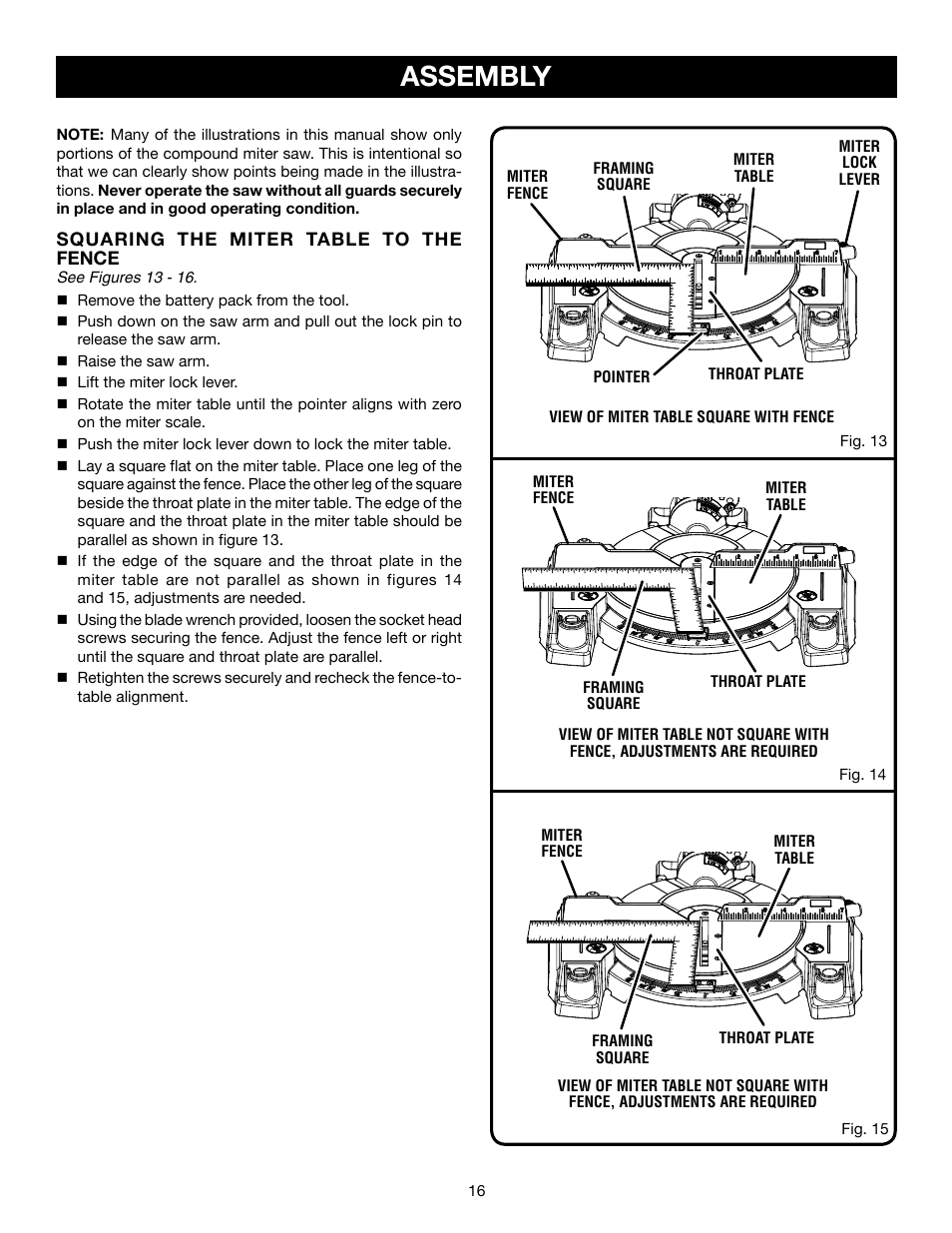 Assembly | Ryobi P551 User Manual | Page 16 / 32