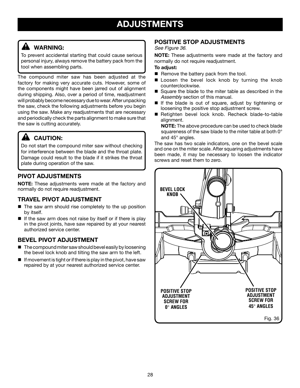 Adjustments | Ryobi P551 User Manual | Page 28 / 32