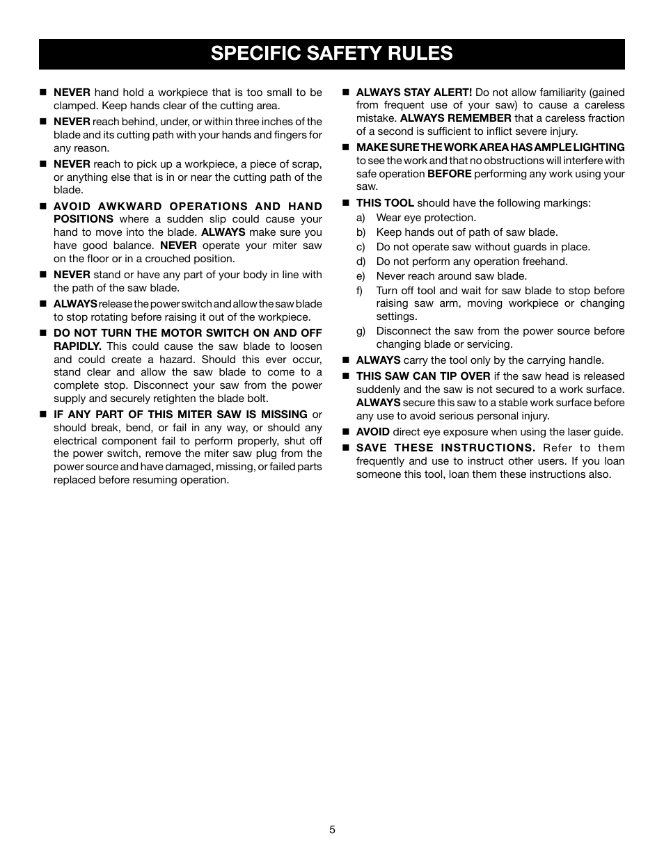 Specific safety rules | Ryobi P551 User Manual | Page 5 / 32