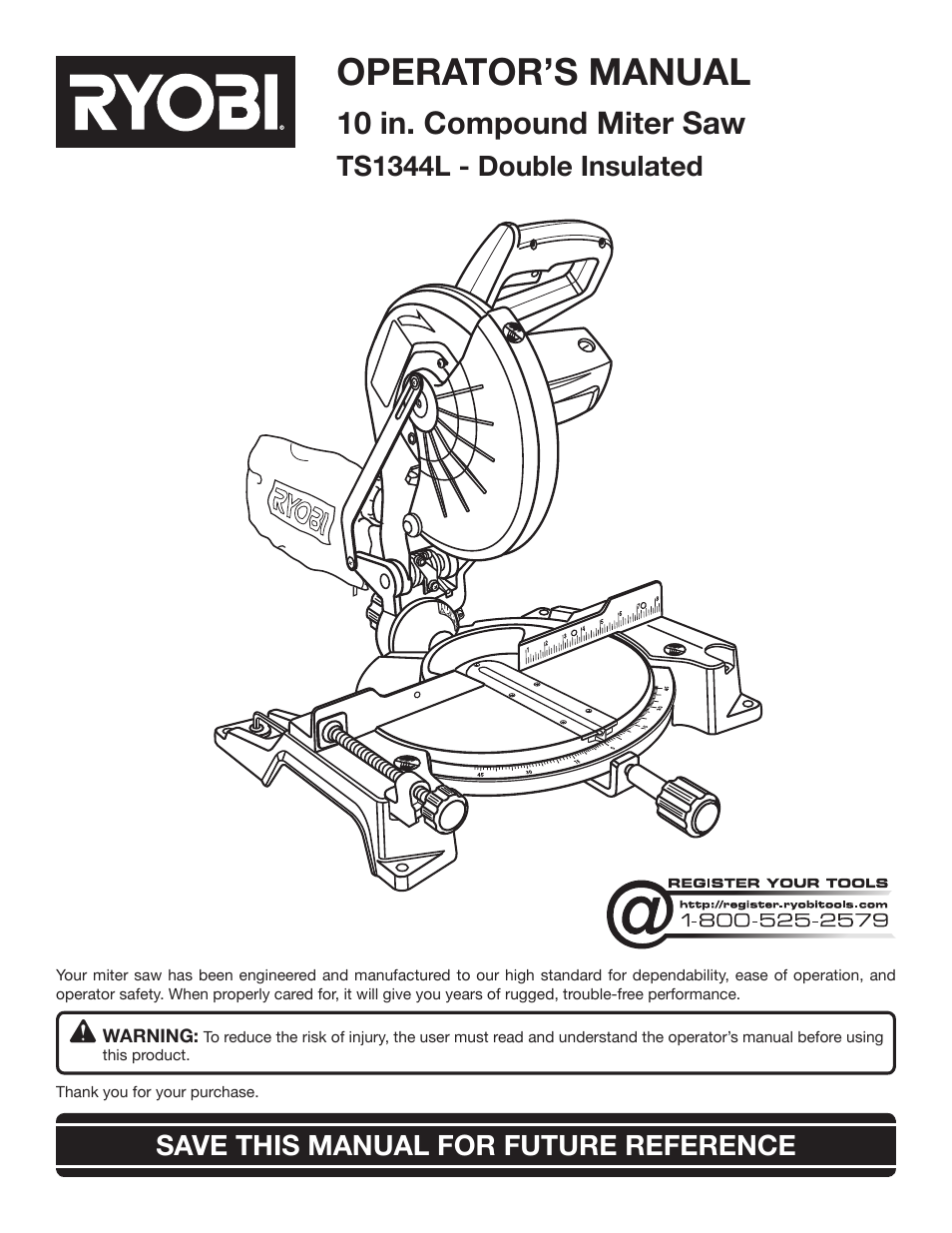 Ryobi TS1344L User Manual | 30 pages