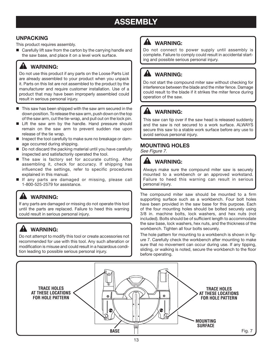 Assembly | Ryobi TS1344L User Manual | Page 13 / 30