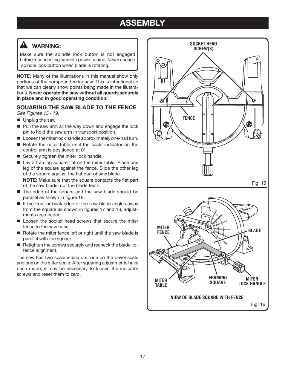 Assembly | Ryobi TS1344L User Manual | Page 17 / 30
