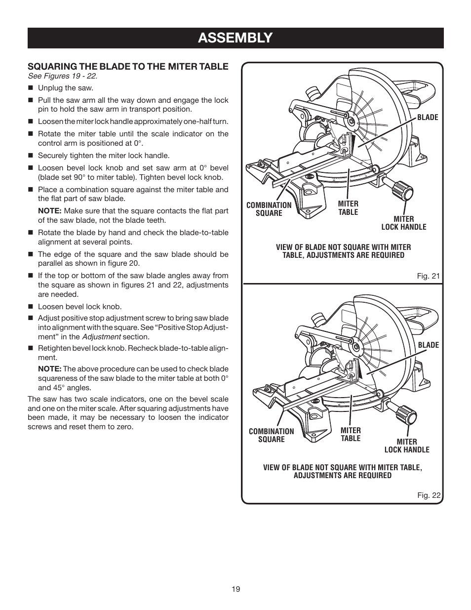Assembly | Ryobi TS1344L User Manual | Page 19 / 30