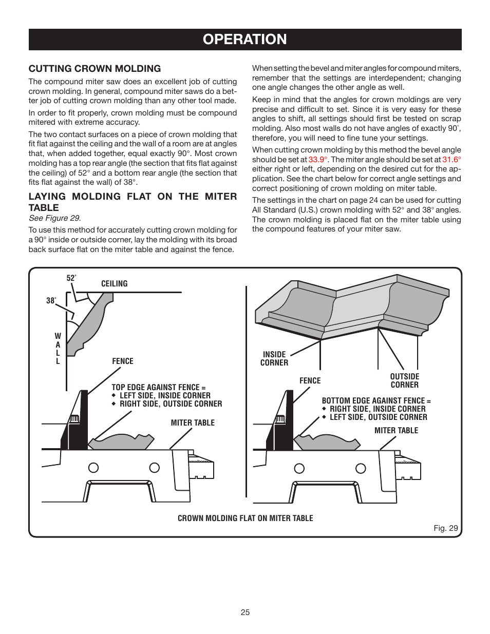 Operation | Ryobi TS1344L User Manual | Page 25 / 30