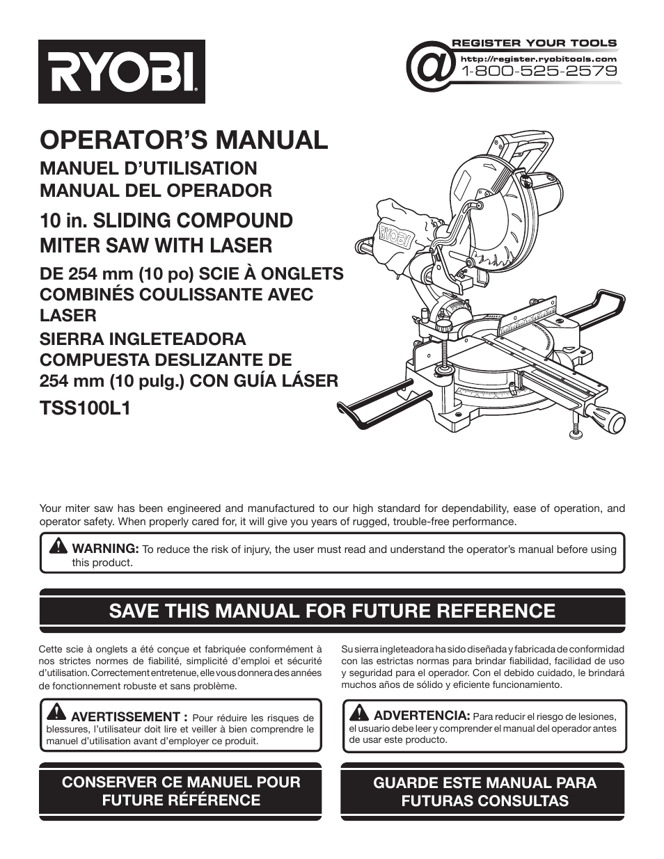Ryobi TSS100L1 User Manual | 100 pages