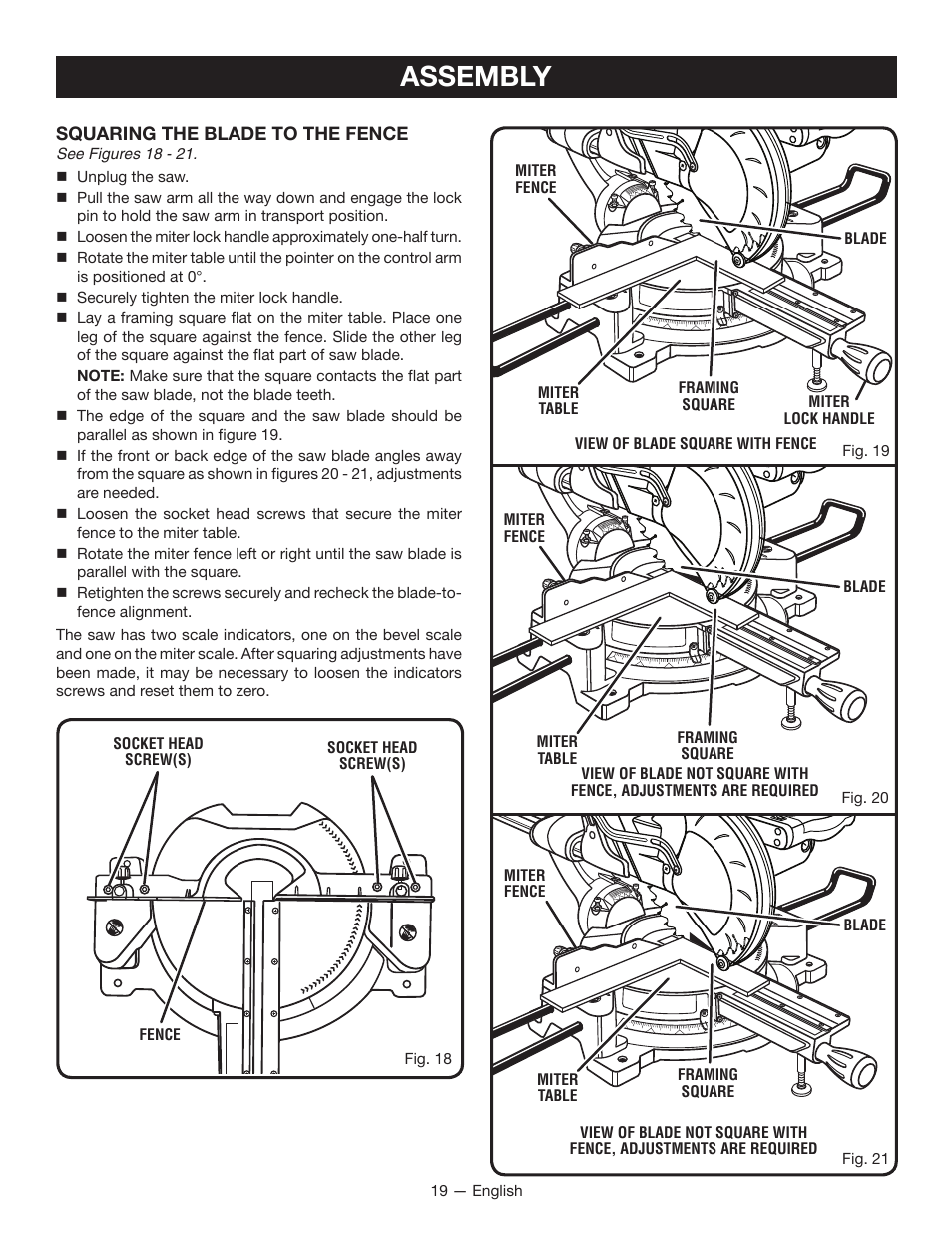 Assembly | Ryobi TSS100L1 User Manual | Page 19 / 100