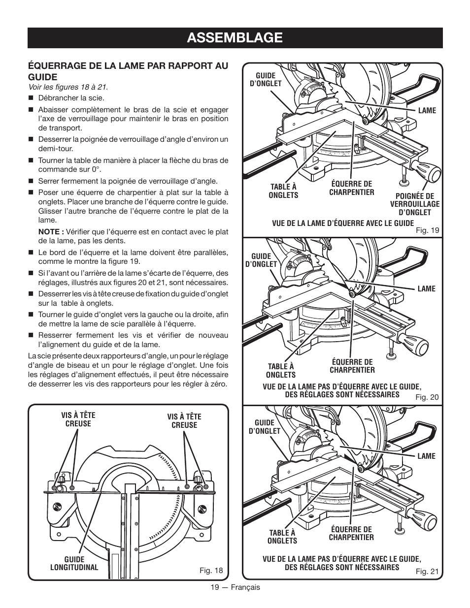 Assemblage | Ryobi TSS100L1 User Manual | Page 51 / 100