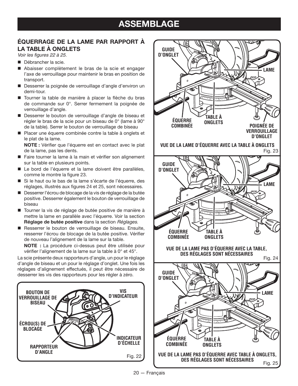 Assemblage | Ryobi TSS100L1 User Manual | Page 52 / 100