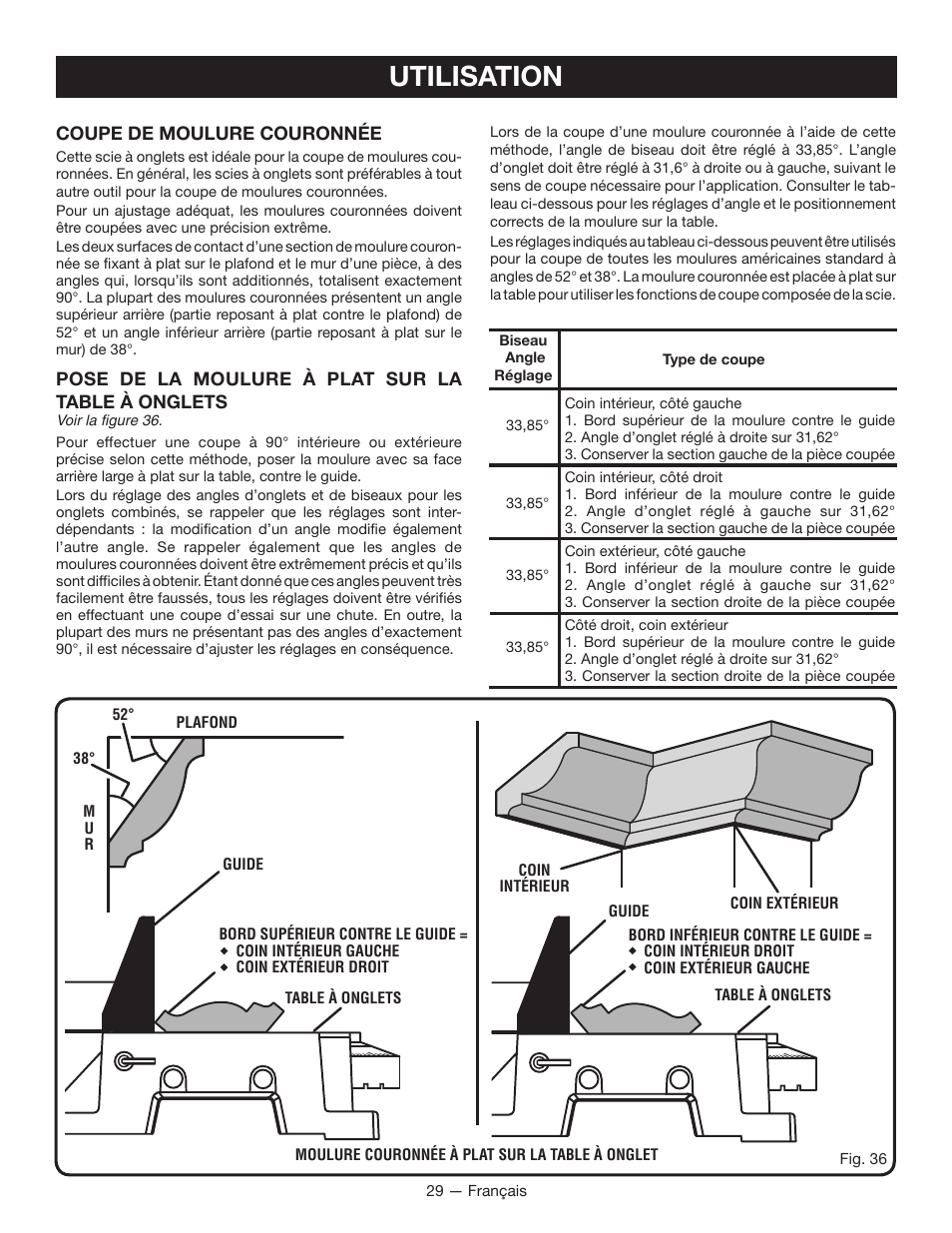 Utilisation | Ryobi TSS100L1 User Manual | Page 61 / 100