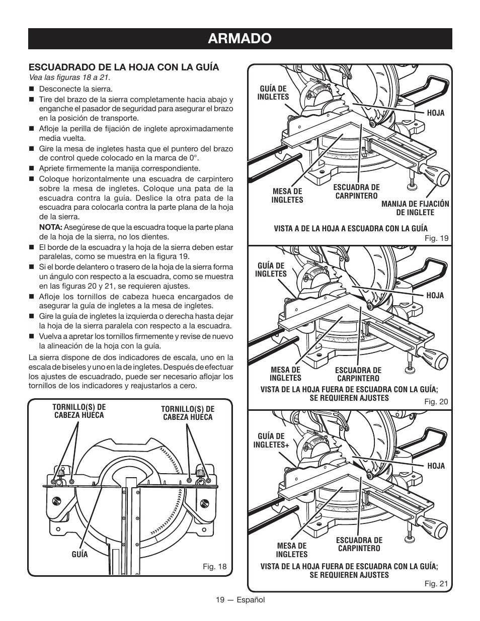 Armado | Ryobi TSS100L1 User Manual | Page 84 / 100
