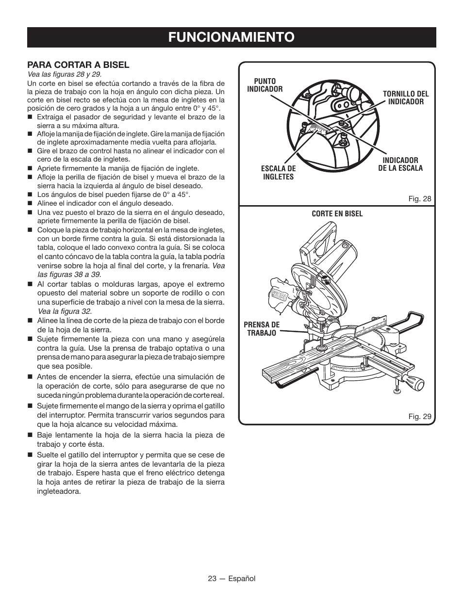 Funcionamiento | Ryobi TSS100L1 User Manual | Page 88 / 100