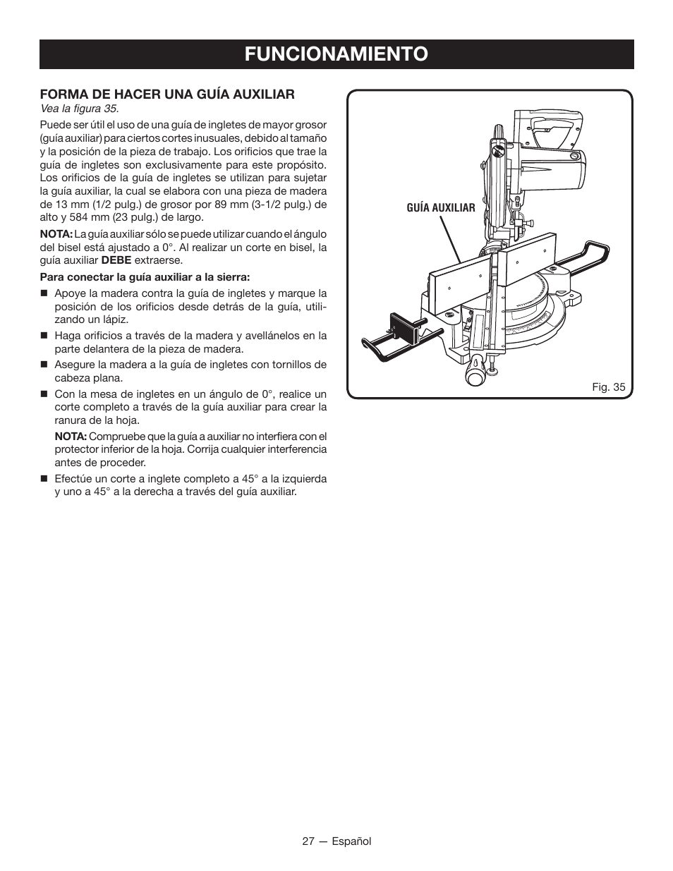 Funcionamiento | Ryobi TSS100L1 User Manual | Page 92 / 100