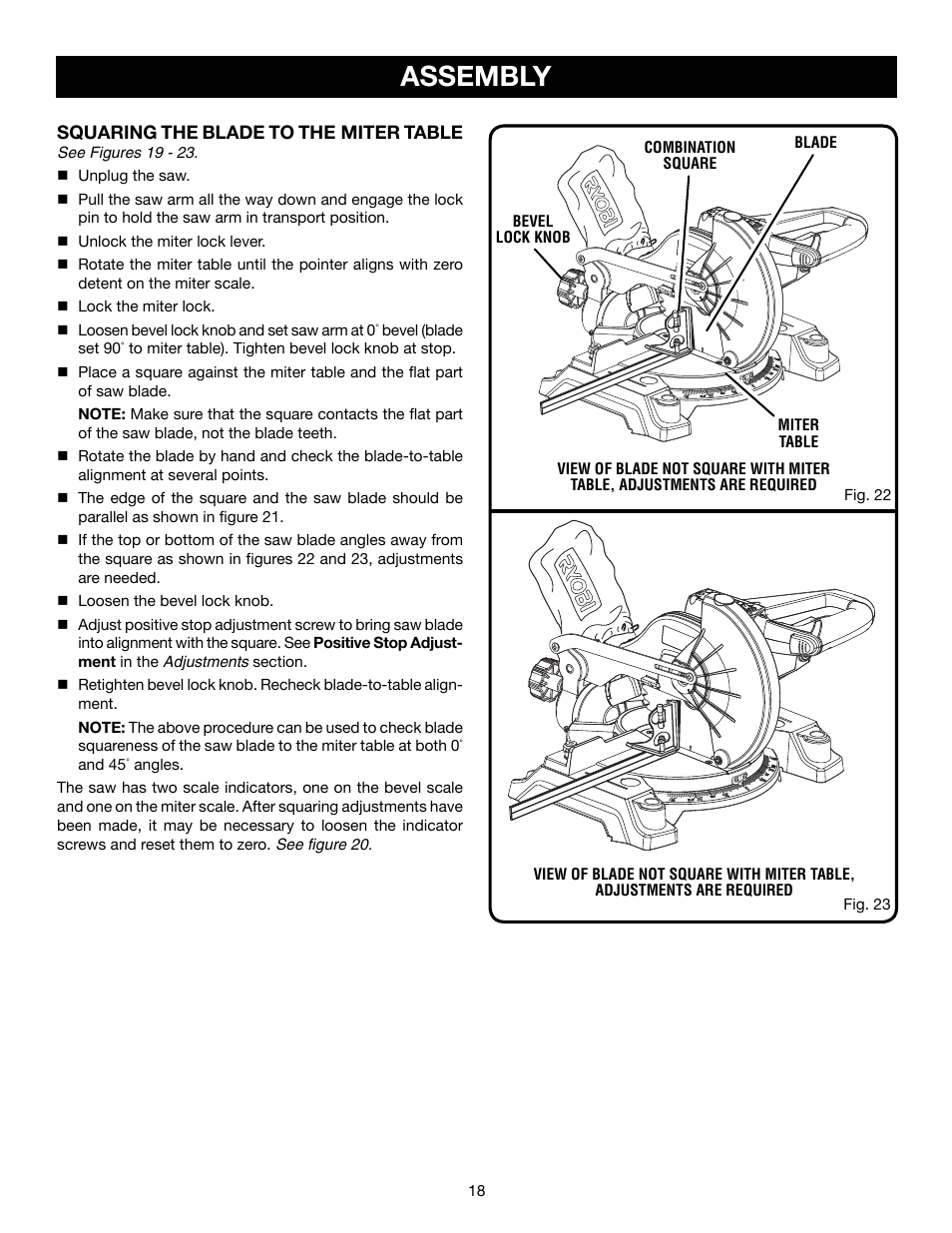 Assembly | Ryobi TS1143L User Manual | Page 18 / 84