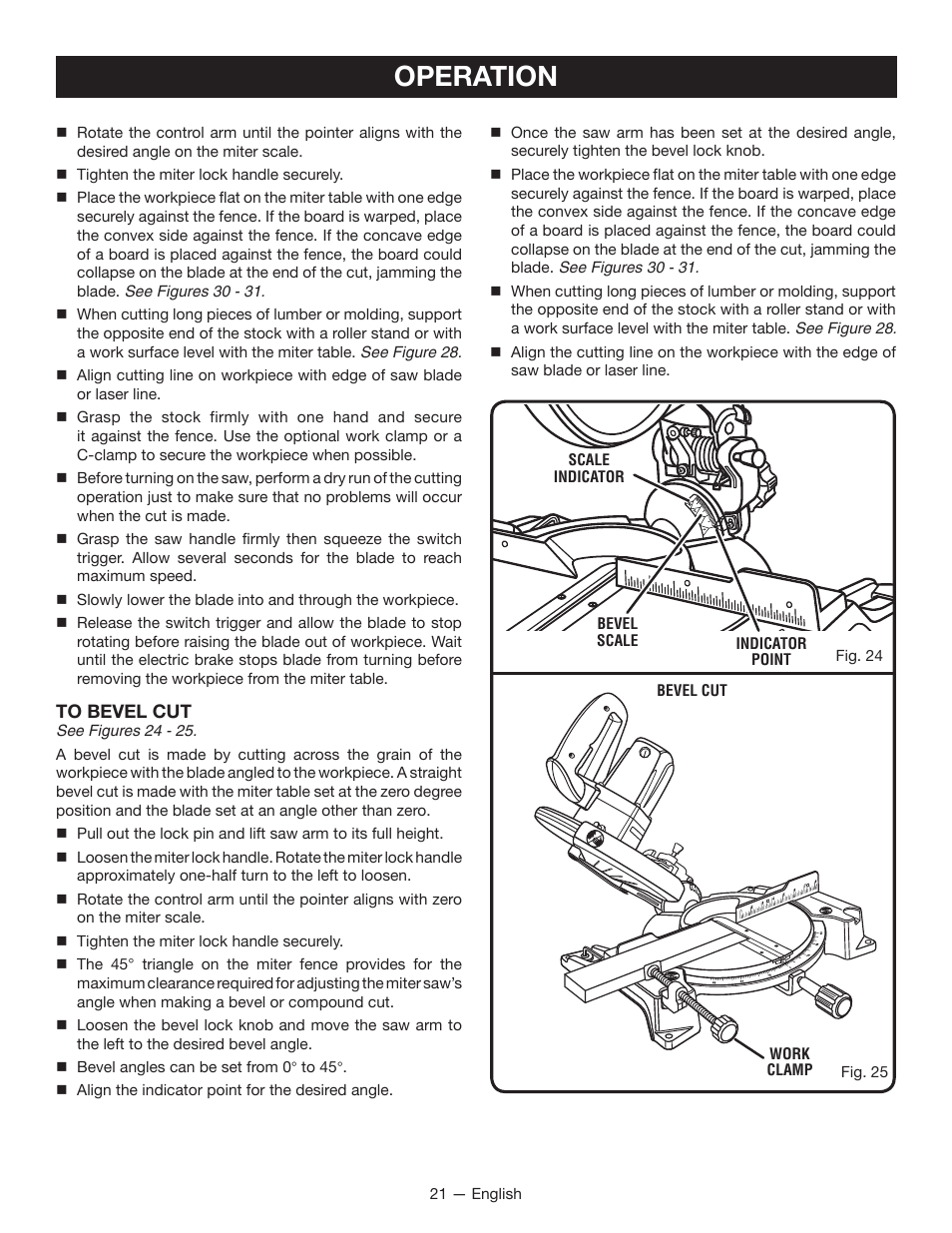 Operation | Ryobi TSS1344LG User Manual | Page 21 / 30