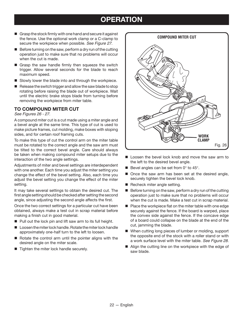 Operation | Ryobi TSS1344LG User Manual | Page 22 / 30