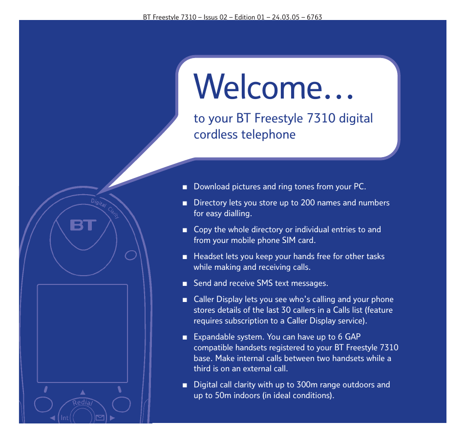 Welcome | BT FREESTYLE 7310 User Manual | Page 2 / 84