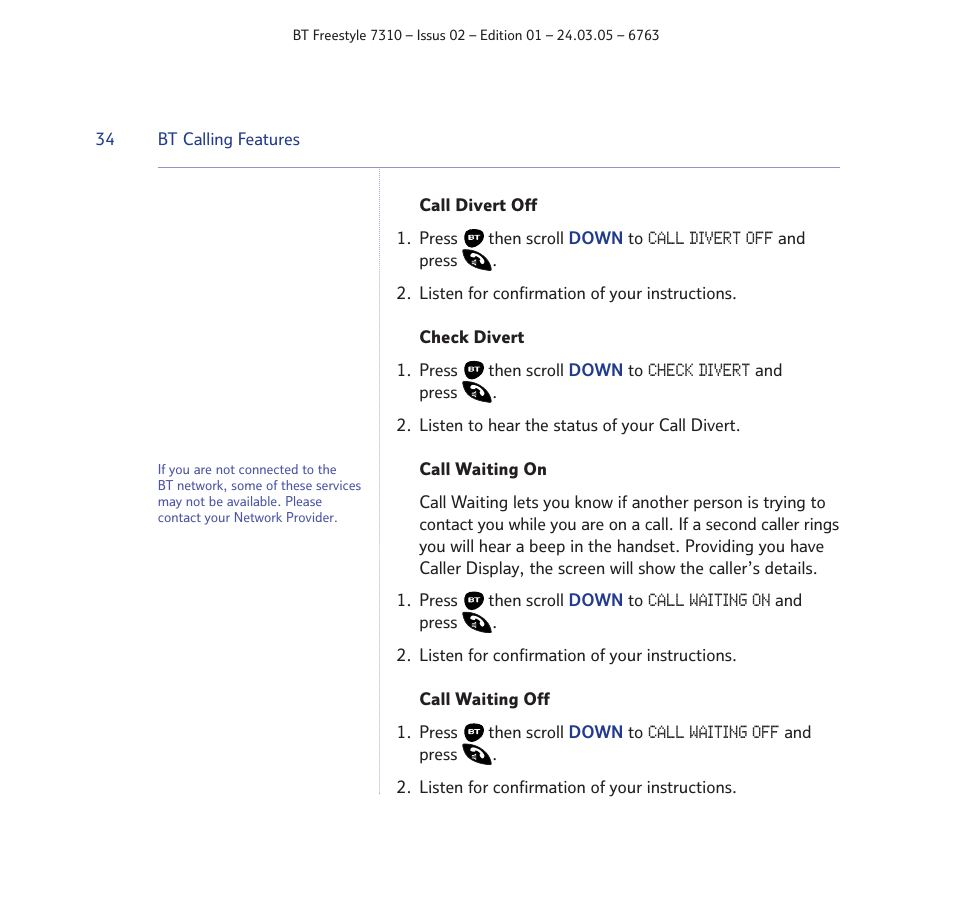 BT FREESTYLE 7310 User Manual | Page 34 / 84