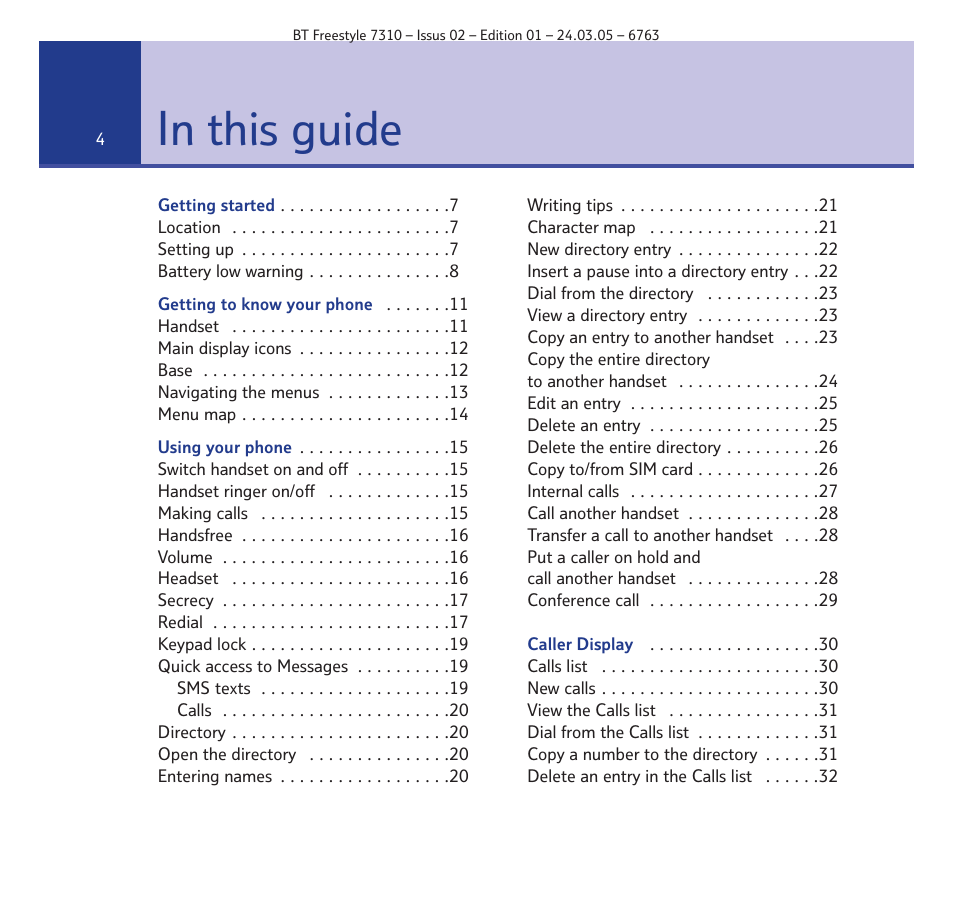 BT FREESTYLE 7310 User Manual | Page 4 / 84