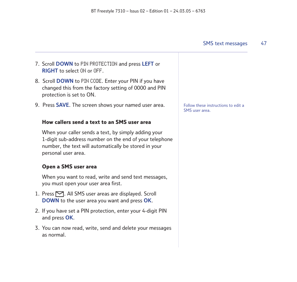 BT FREESTYLE 7310 User Manual | Page 47 / 84