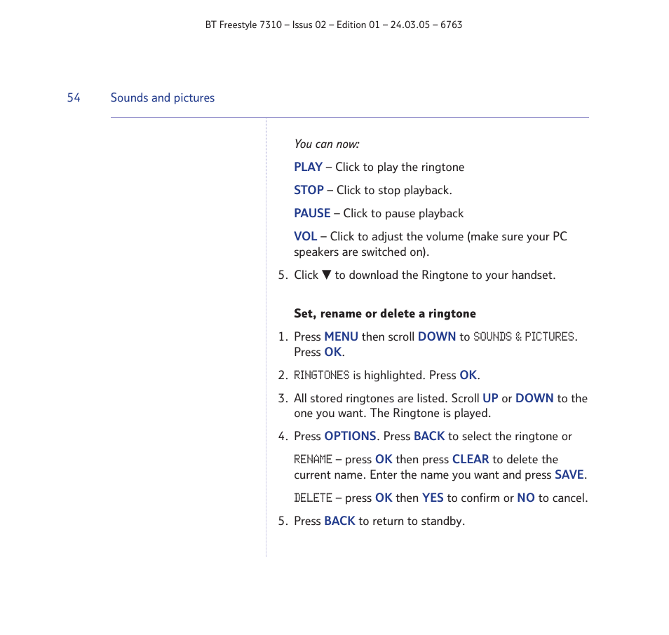 BT FREESTYLE 7310 User Manual | Page 54 / 84