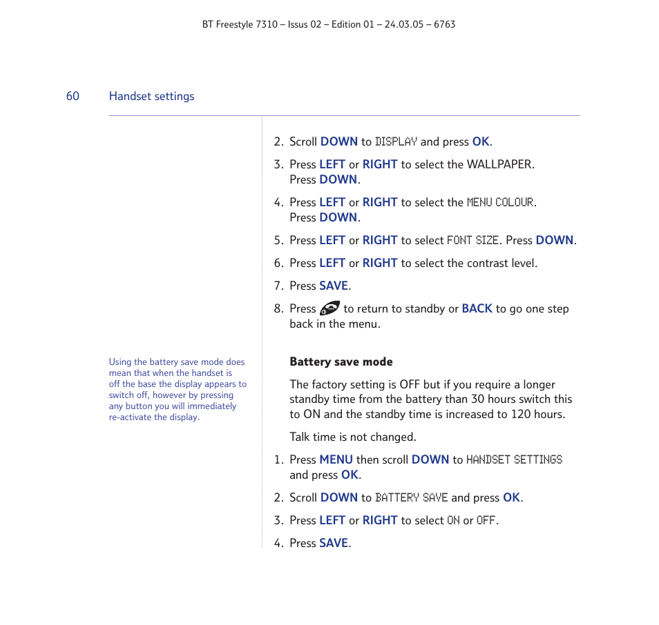 BT FREESTYLE 7310 User Manual | Page 60 / 84