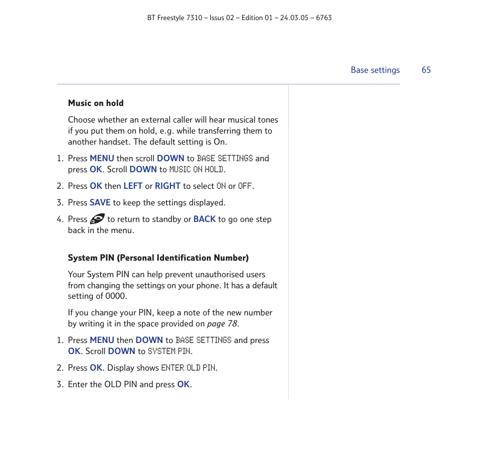 BT FREESTYLE 7310 User Manual | Page 65 / 84