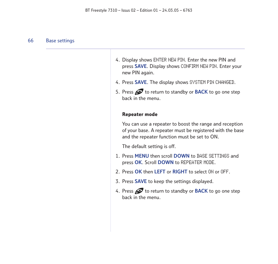 BT FREESTYLE 7310 User Manual | Page 66 / 84