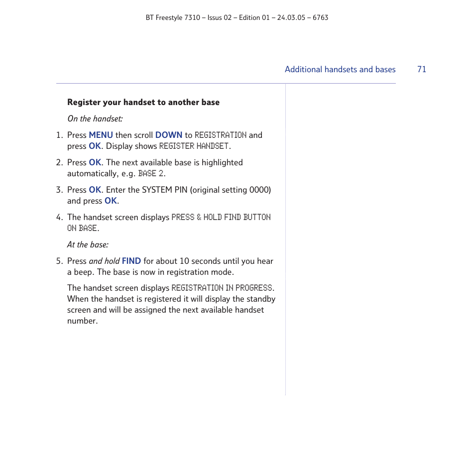 BT FREESTYLE 7310 User Manual | Page 71 / 84