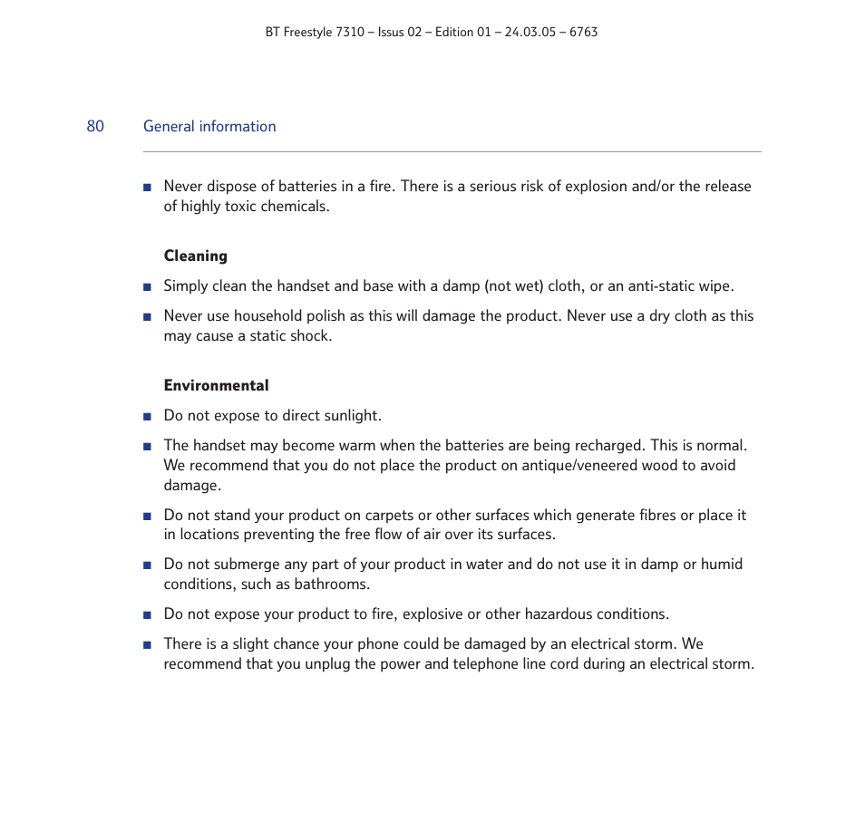 BT FREESTYLE 7310 User Manual | Page 80 / 84