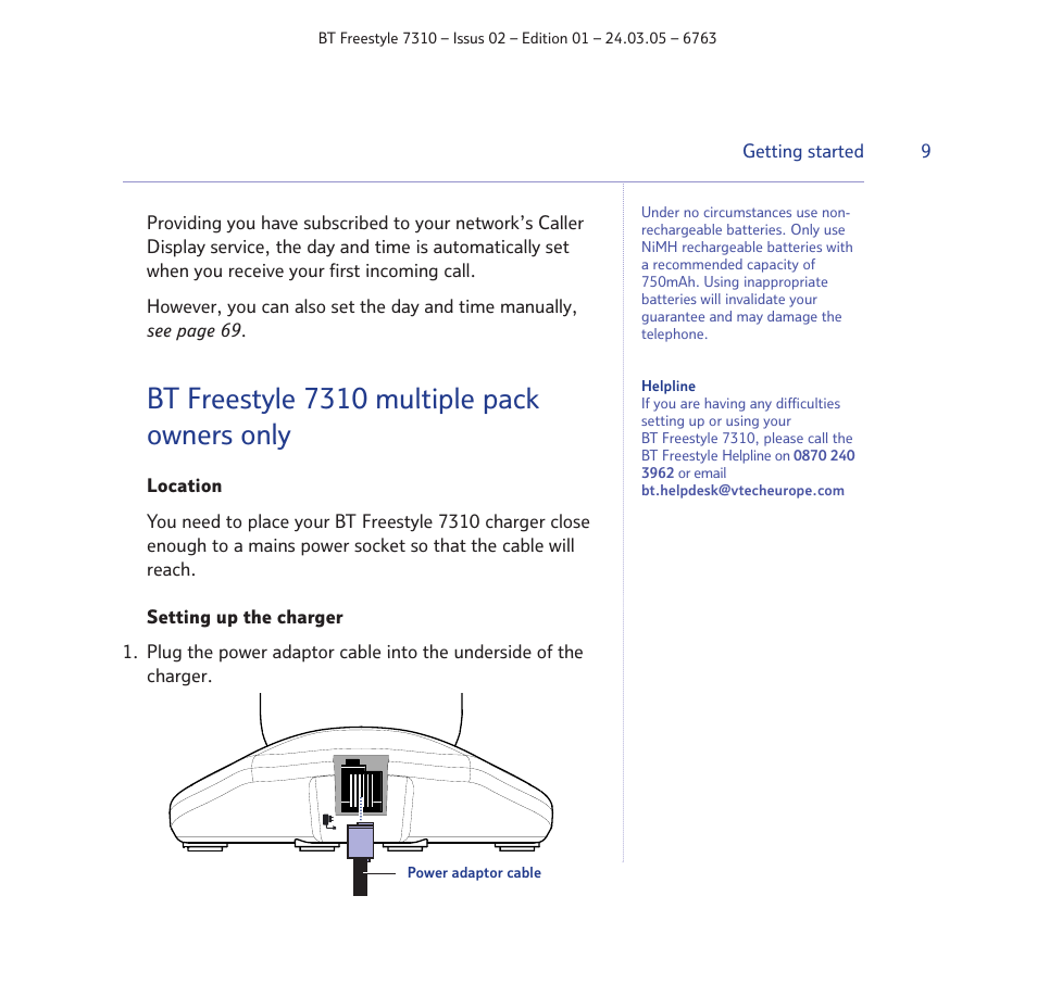 Bt freestyle 7310 multiple pack owners only | BT FREESTYLE 7310 User Manual | Page 9 / 84