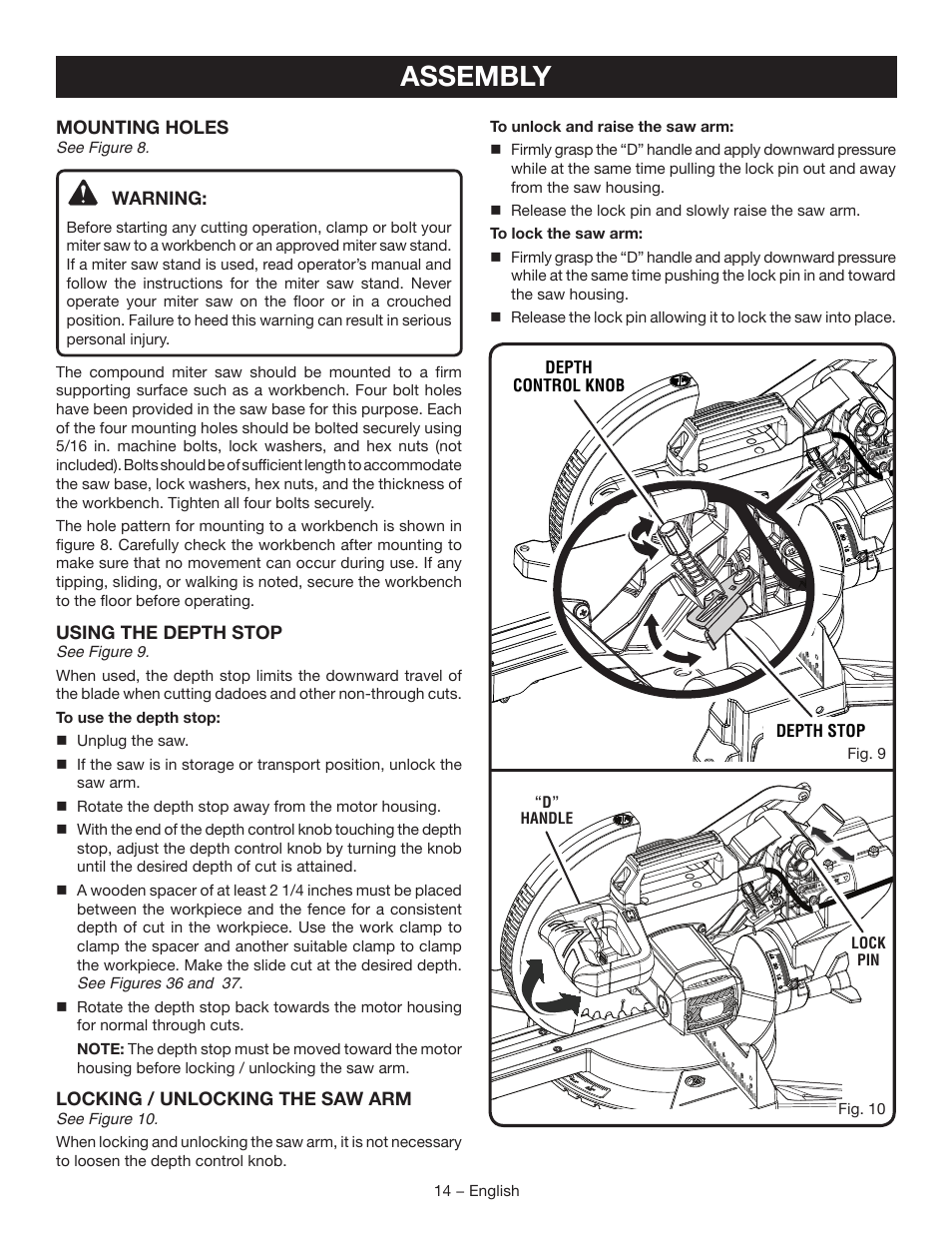Assembly | Ryobi TSS120L User Manual | Page 14 / 104