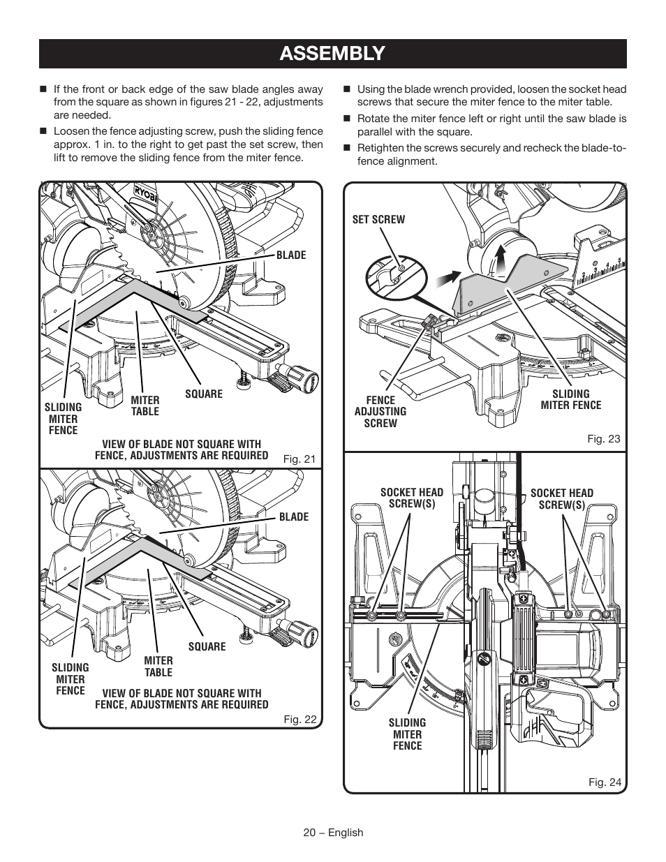 Assembly | Ryobi TSS120L User Manual | Page 20 / 104