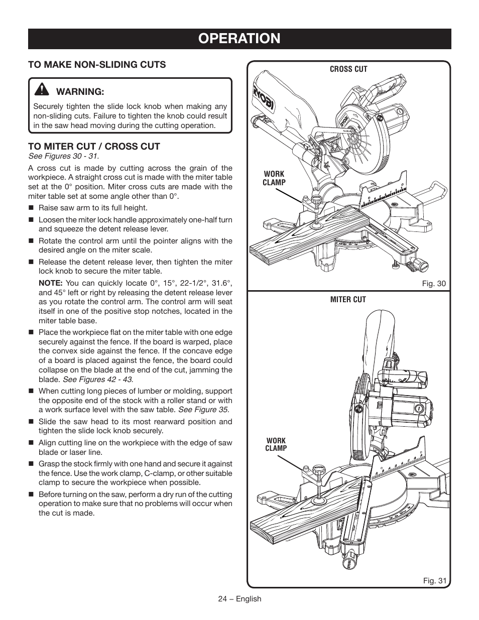 Operation | Ryobi TSS120L User Manual | Page 24 / 104