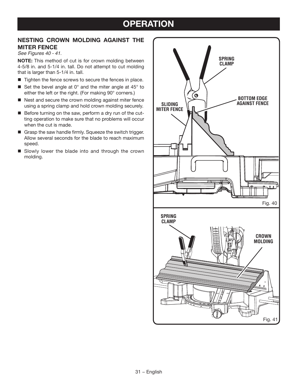 Operation | Ryobi TSS120L User Manual | Page 31 / 104