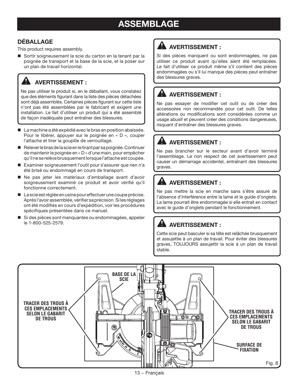 Assemblage | Ryobi TSS120L User Manual | Page 47 / 104