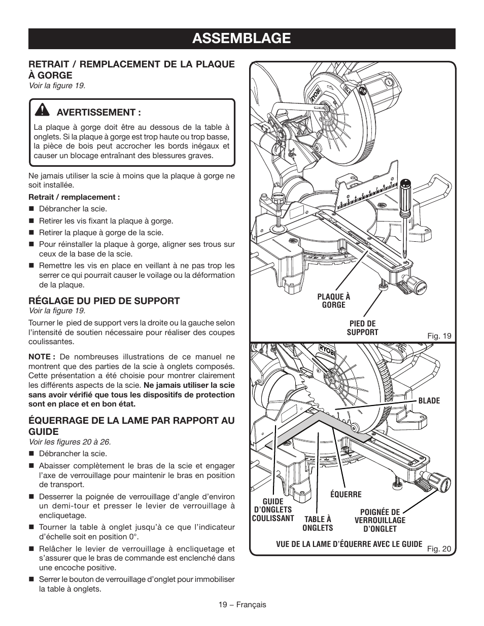 Assemblage | Ryobi TSS120L User Manual | Page 53 / 104